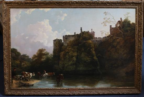 Philippe Jacques de Loutherbourg RA (1740-1812) Chepstow Castle from the river Wye 26 x 41in.